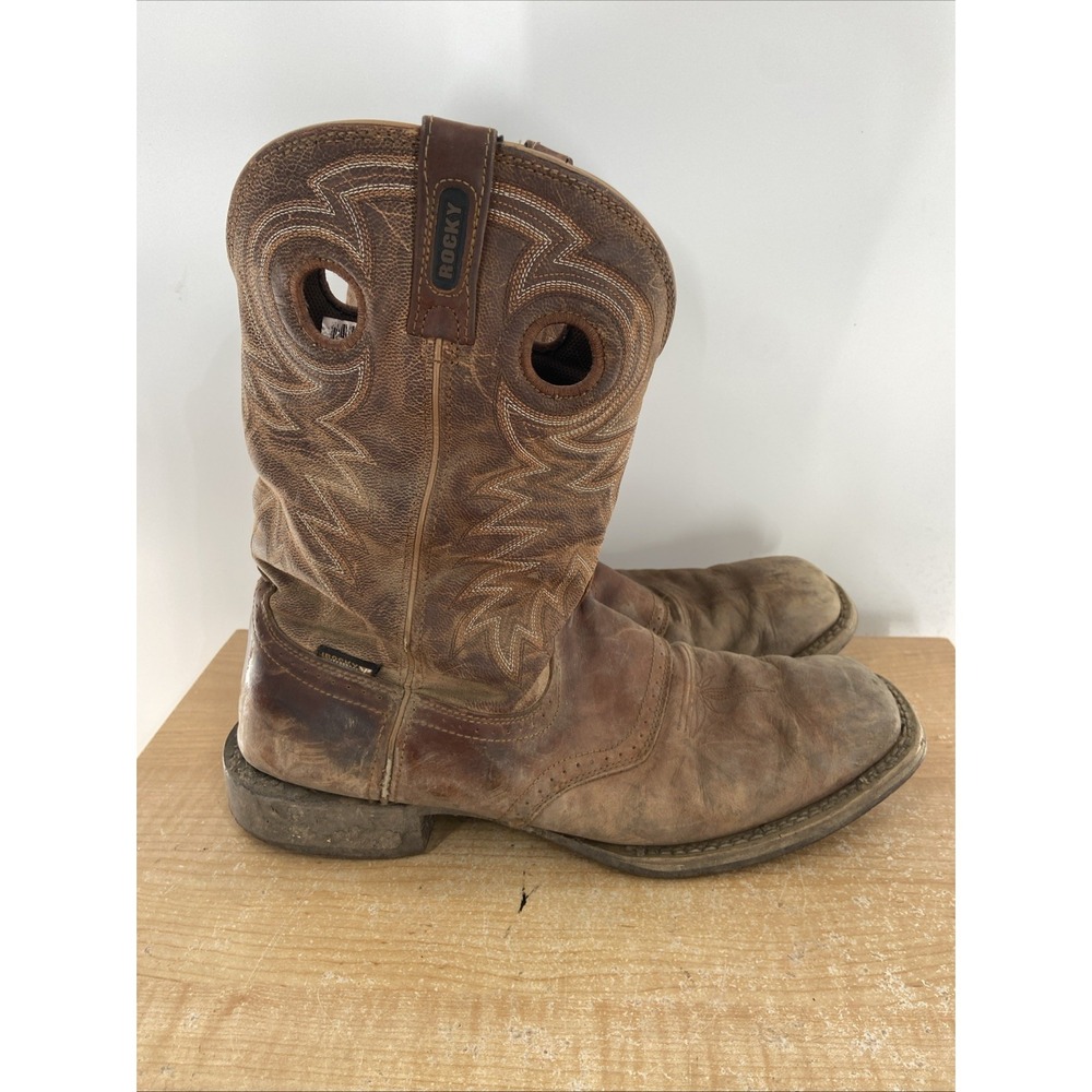 Rocky Mens Size 13 M Brown Leather Cowboy Western / Work Boots RKW0241